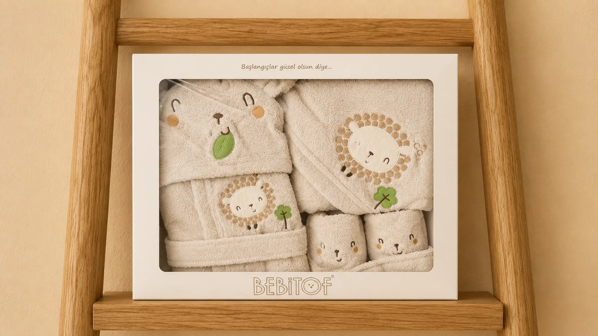 Baby Bathrobe Set 0-12M Miniworld 5-Piece Cotton