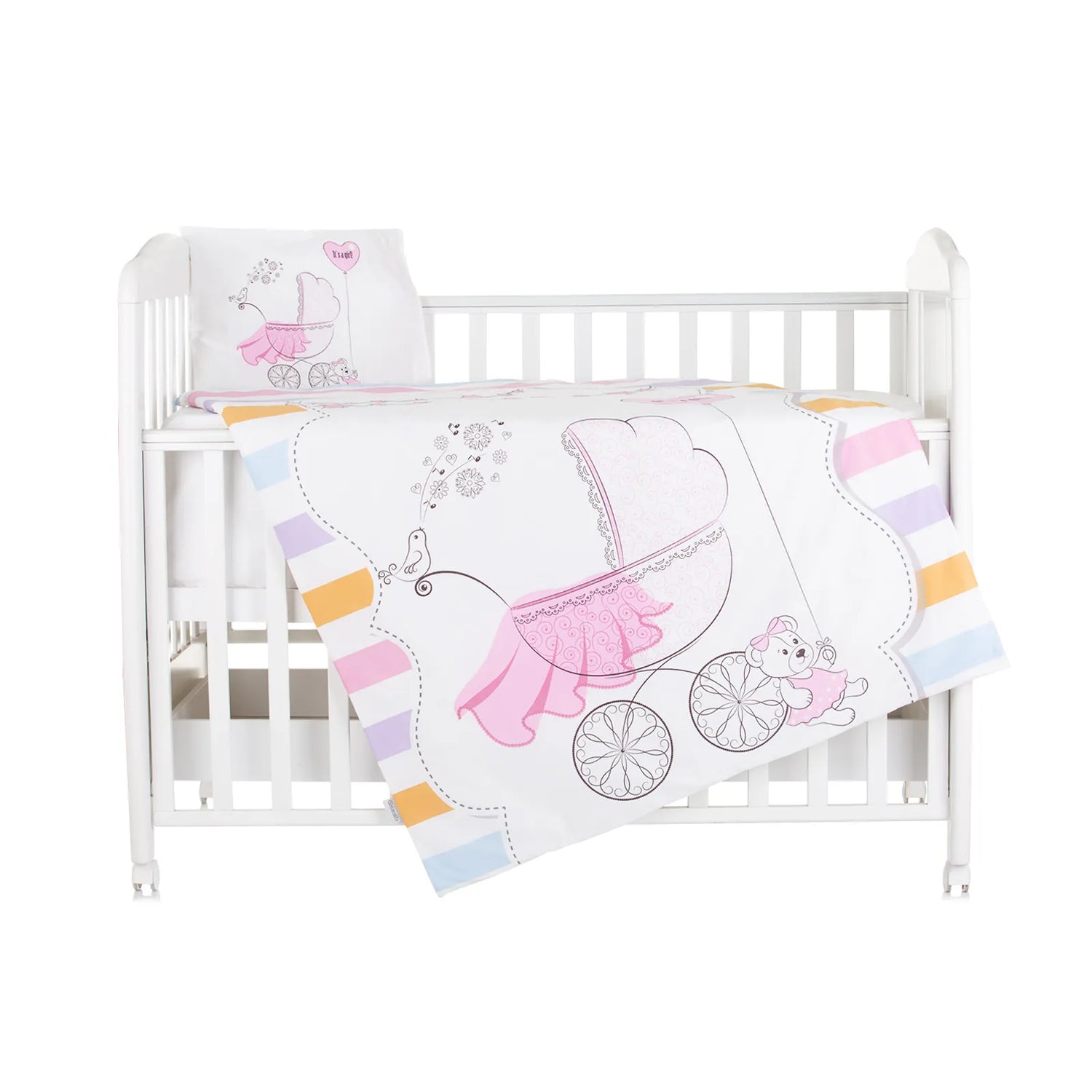 5-Piece Baby Bedding Set – Pink Heart