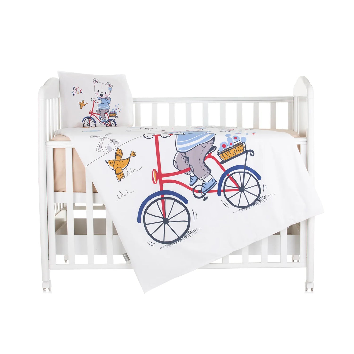 5-Piece Baby Bedding Set – Bear with Bicycle